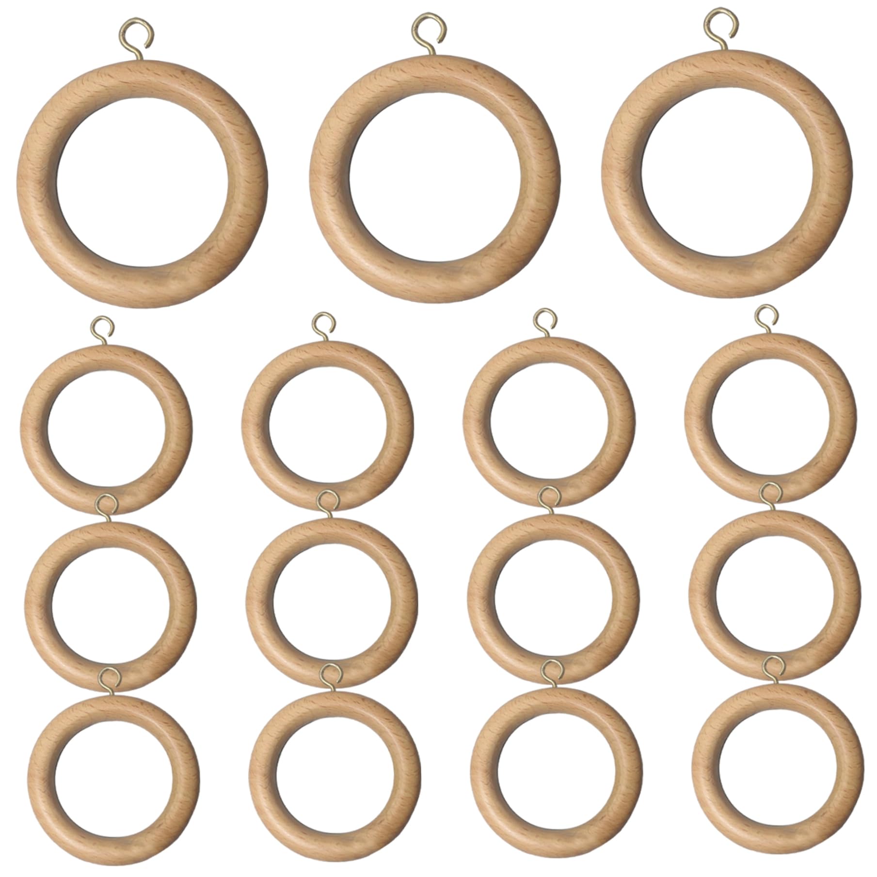 Anillos de madera para cortina de 15 unidades y diámetro de 2,4 pulgadas para decoración