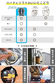 Amazon.co.jp: FUTUREFOX ウォータージャグ 災害用 折りたたみ式
