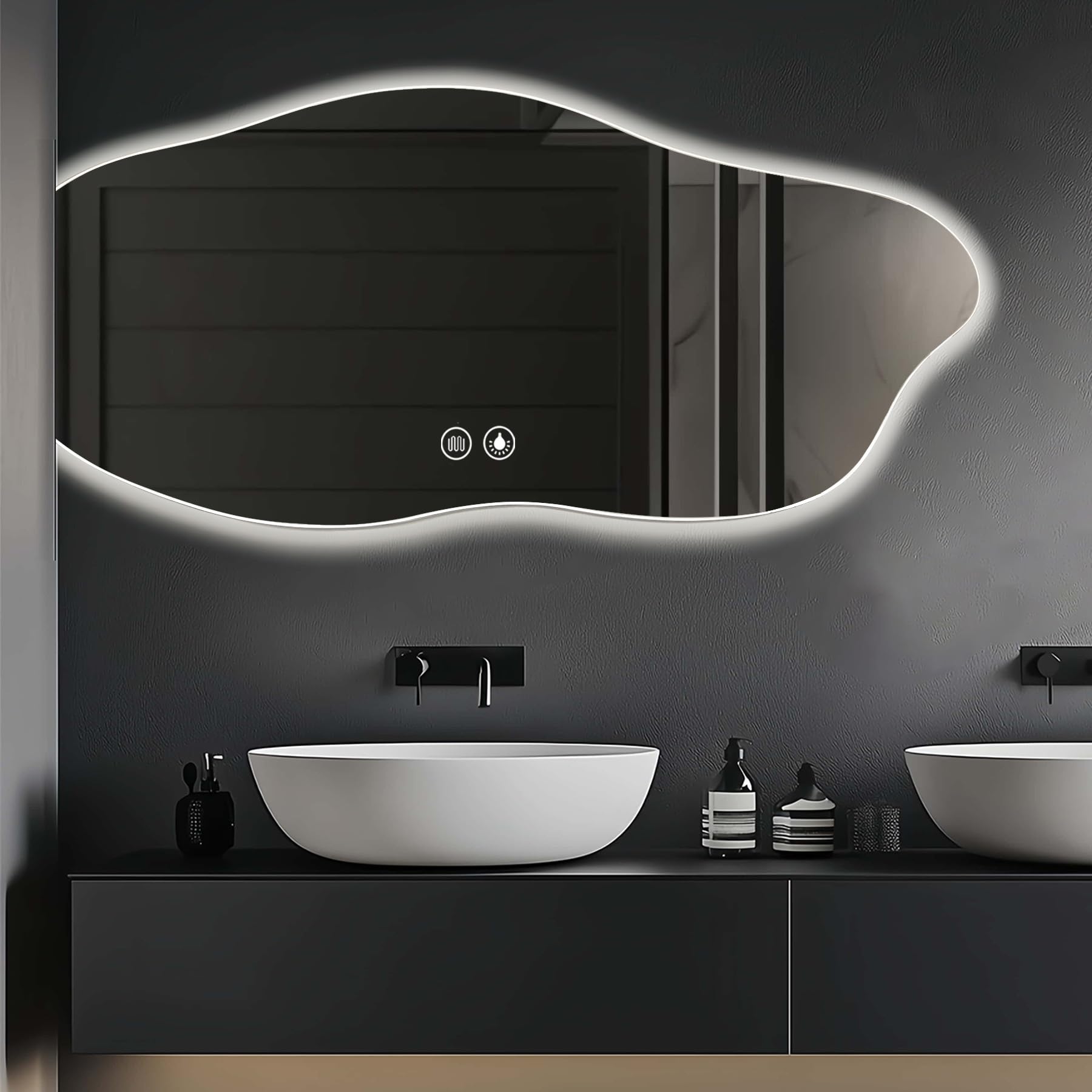 Espejo Baño con Luz 100 × 60cm Espejo LED Baño con Memoria, Función Antivaho, 3000K/4000K/6500K, Regulable, Cristal Templado HD, IP54 Espejos de Baño con LED,Espejo Inteligente(100×60CM)