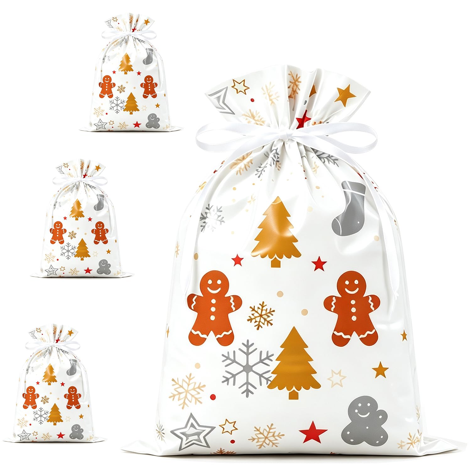 39 * 50cm Large Christmas Gift Bags,4Pcs white Christmas Bag for Xmas Party