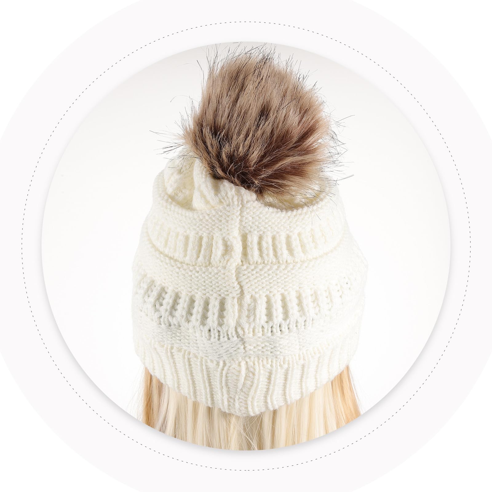 Gorro con Pelo para Mujer, Peluca Larga Ondulada de Color Claro Desmontable