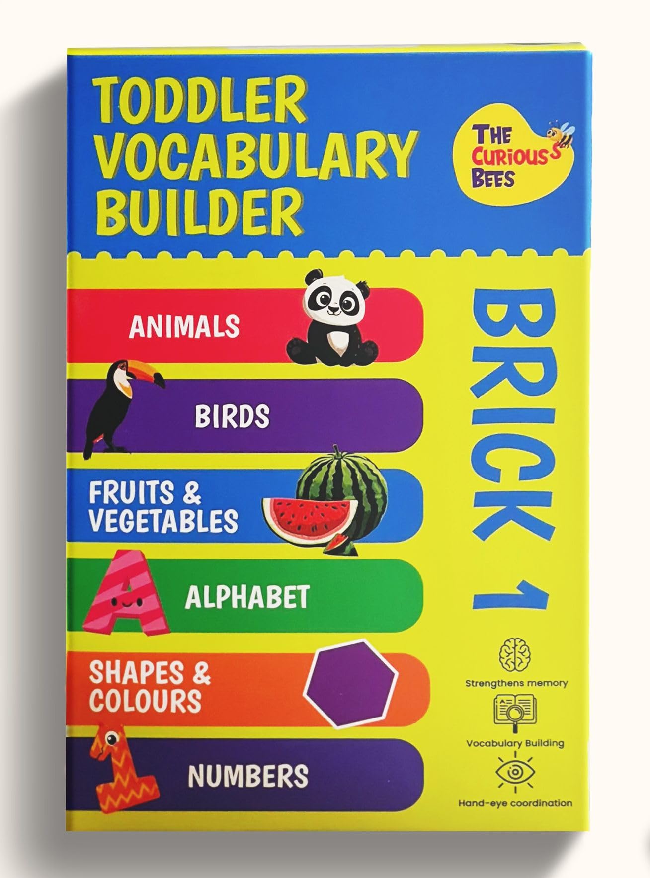 The Curious Bees - Toddler Vocabulary Builder - Brick I | Learn 6 Topics & 178 Objects from 112 Tear-Resistant Laminated Cognitive_Skills Flash Cards | Ideal for Early Learning at Home | BIS Approved