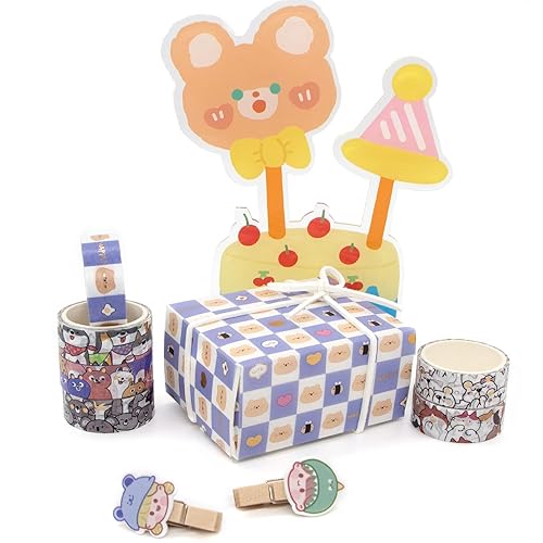 Miniatura 6 de WAPETASHI Lindo juego de cinta washi – 24 rollos de cinta adhesiva decorativa de papel de aluminio dorado Kawaii animales para diario, álbumes de