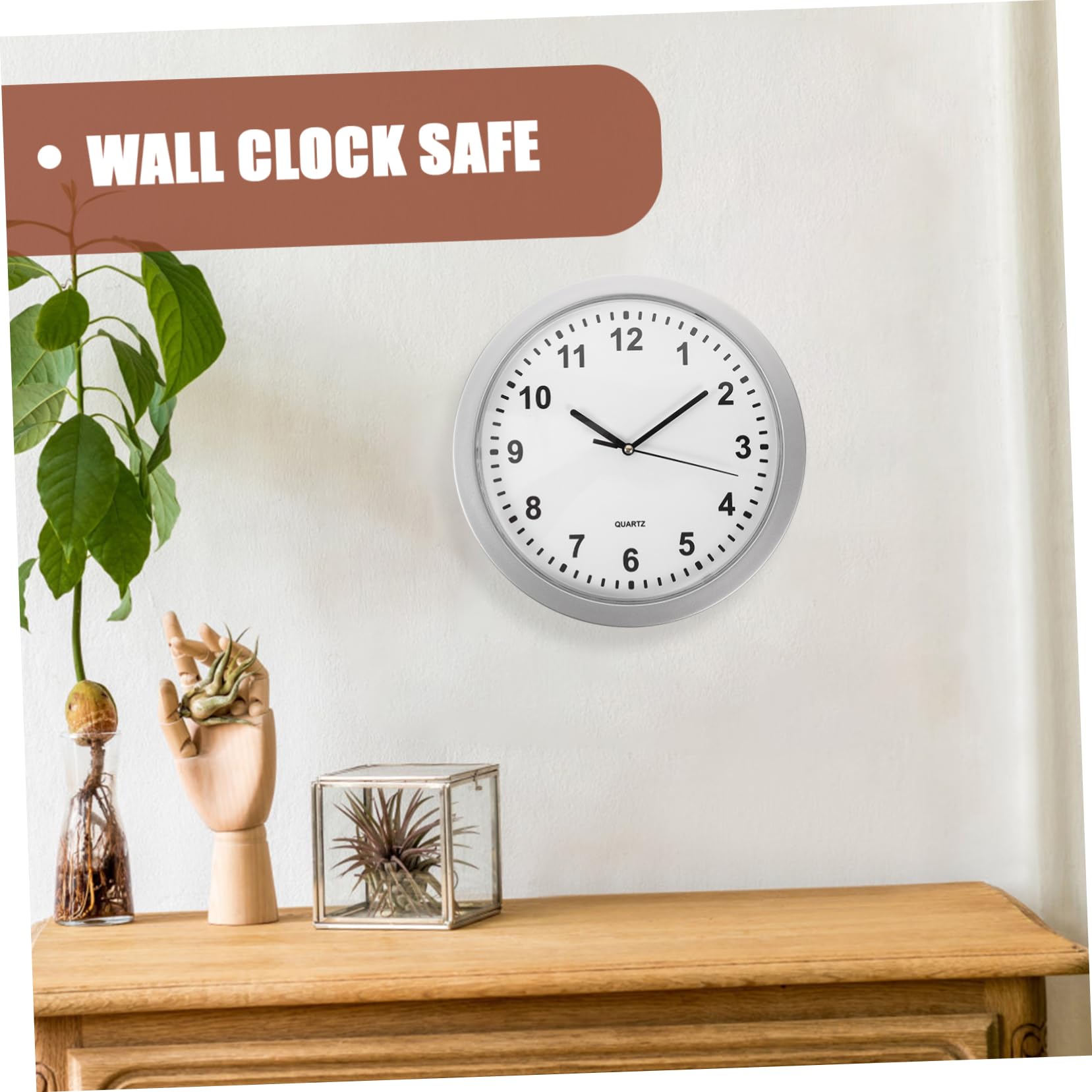 Wanduhr mit Verstecktem Safe für Geld, Dekorativ, Silber