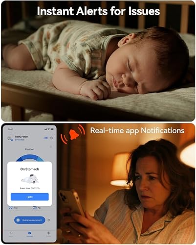 Miniatura 3 de Babytone Monitor inteligente para bebé, monitor de respiración para bebés con alarma y sobrecalentamiento, rastreador de temperatura en tiempo real,