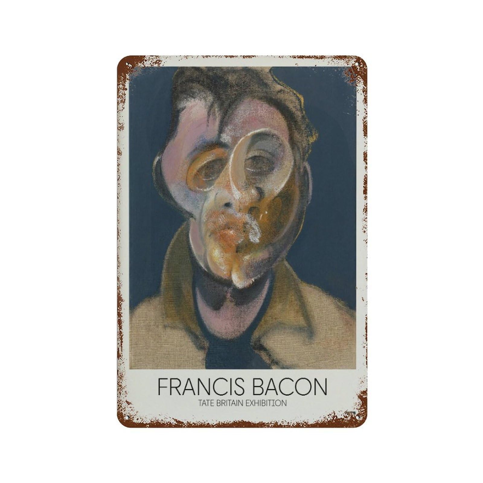 xiaoxiaoshen Francis Bacon Exhibition Self-portrait, Surrealist Home Decor Wall Decor Art Metal Tin Poster Modern Home Decor Art Home Bar Shop Decorations Vintage Sign 30x20cm
