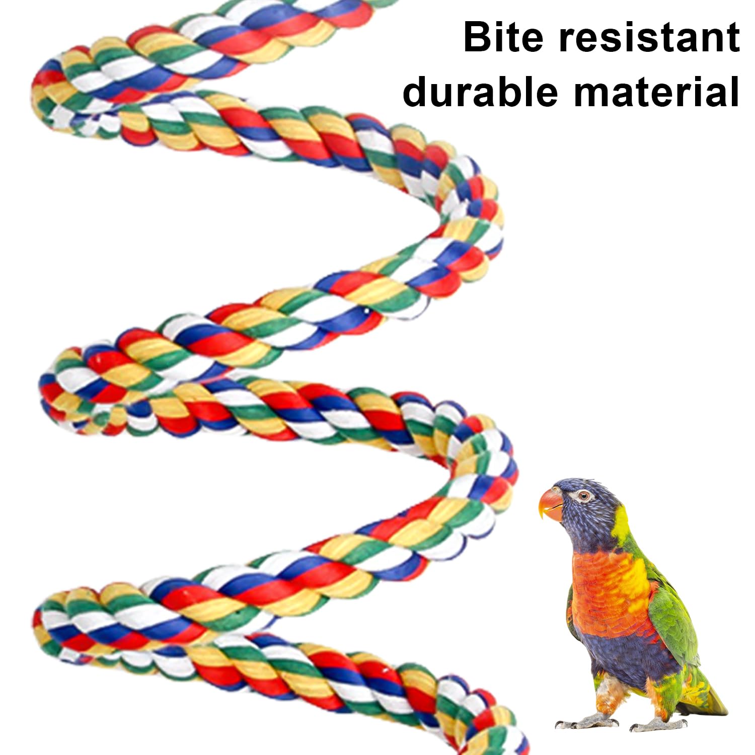 HOMURY 2 Paquetes Juguetes de Pájaro: 150cm Espiral Cuerda Columpio de algodón Cuerda para Escalar de PáJaros, 18 cm de diámetro Pájaro Colgante Perchas de Anillo para Loros, Juguetes para Loros