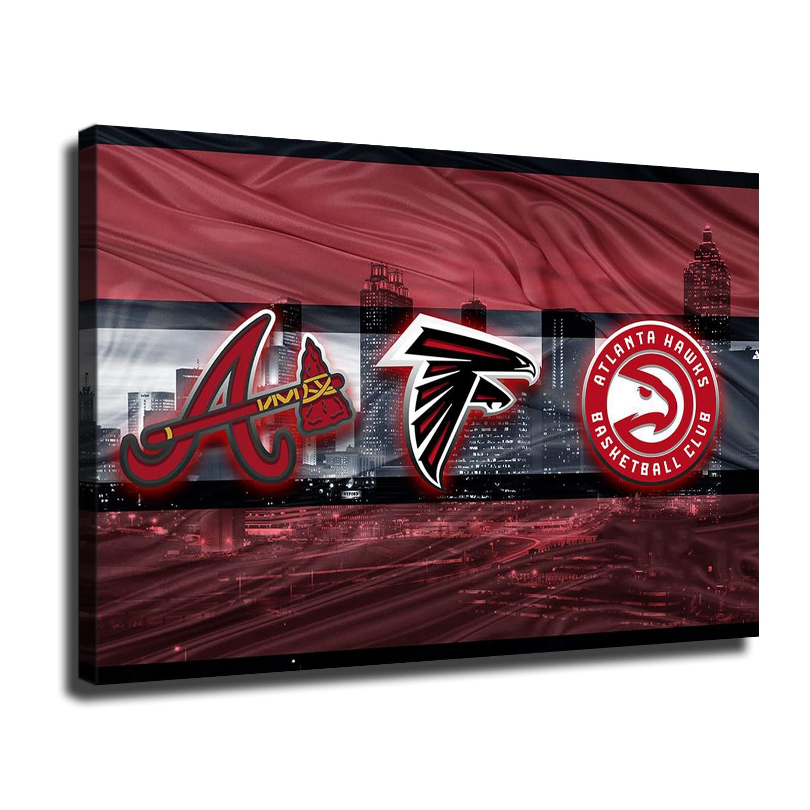 Atlanta City Sports Team Posters Sports Logos Canvas Wall Art Patterns Print Artwork Home Decor Photo (A,16X24inch-Canvas Roll)