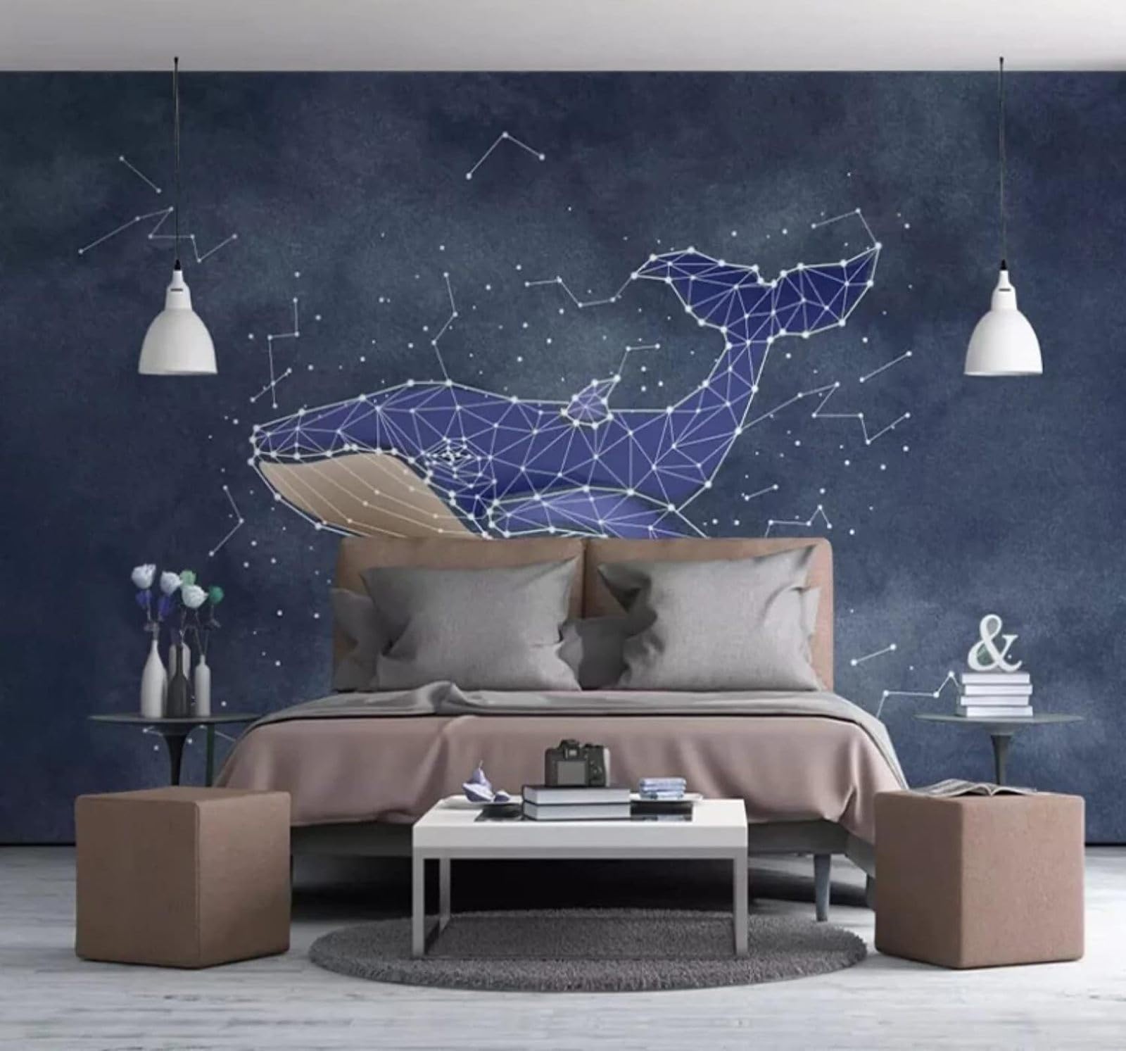 XLMING Creative Lines Watercolour Shark Unique 3D Wallpaper Luxury Home Dining Decor Paste Sofa Living Room The Wall for Bedroom Mural-400cm×280cm