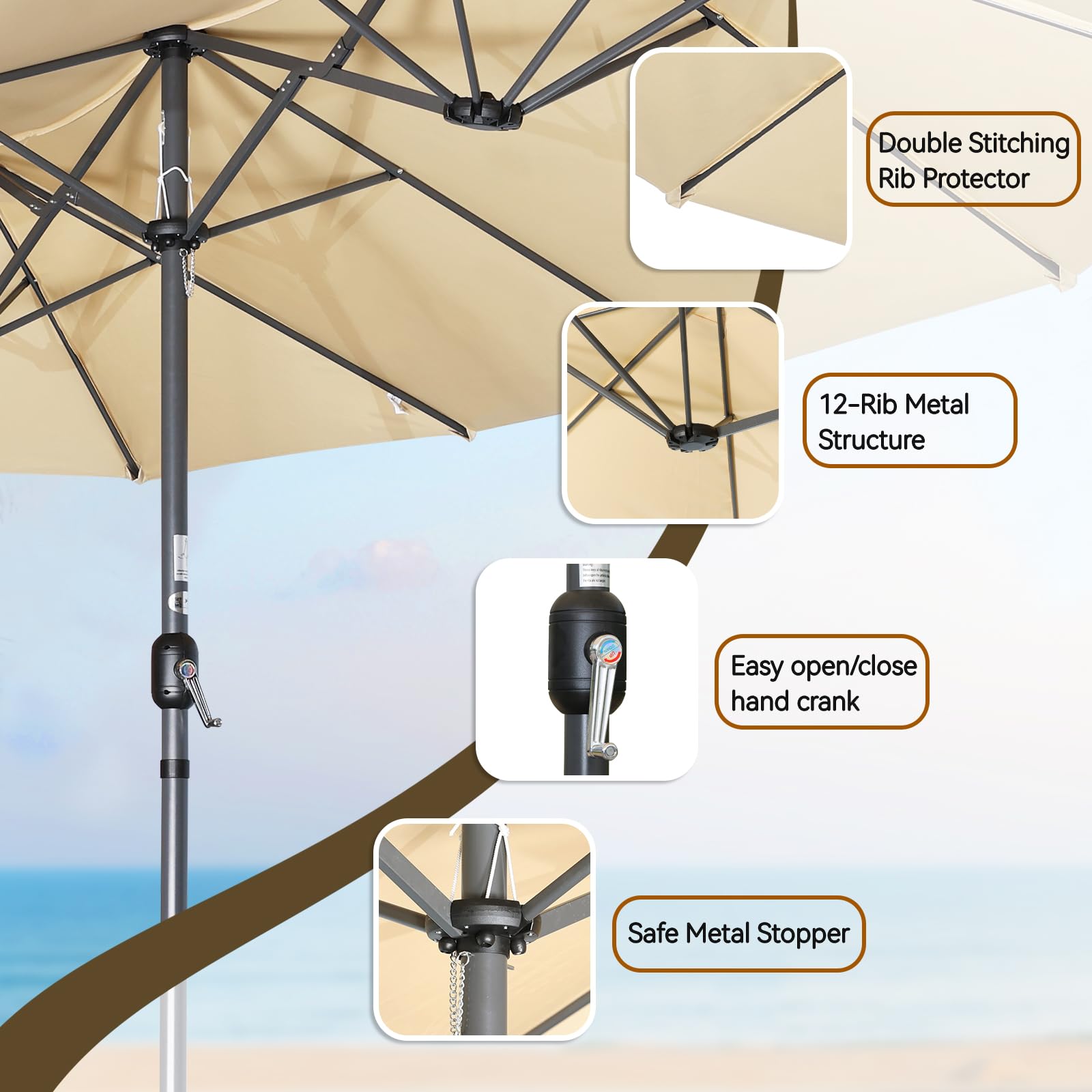 Dubbele Parasol Voor Tuin en Terras