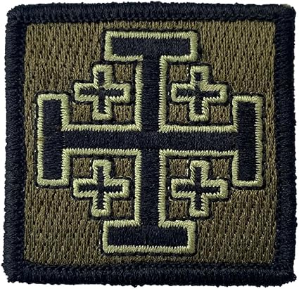 Jerusalem Cross - 2" x 2" Tactical Morale Patch - Olive Drab