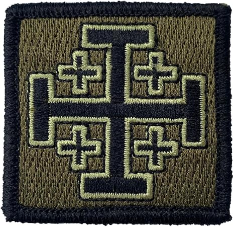 Jerusalem Cross - 2" x 2" Tactical Morale Patch - Olive Drab