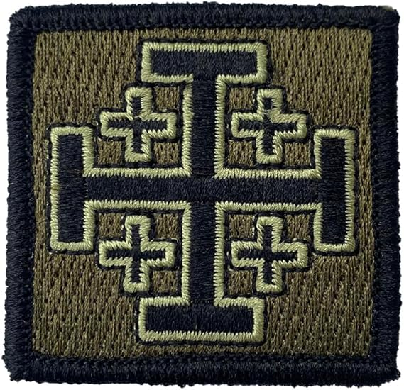 Jerusalem Cross - 2" x 2" Tactical Morale Patch - Olive Drab