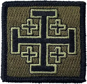Jerusalem Cross - 2" x 2" Tactical Morale Patch - Olive Drab