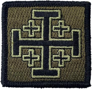 Jerusalem Cross - 2" x 2" Tactical Morale Patch - Olive Drab