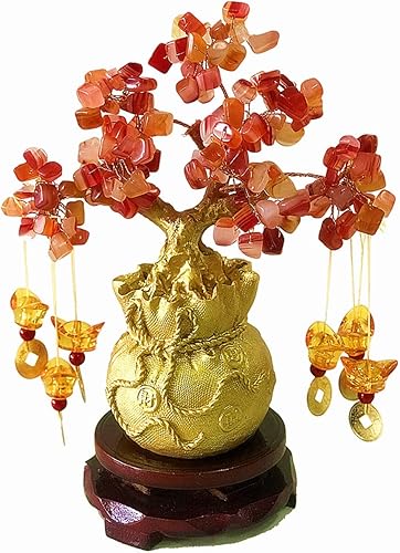Miniatura 7 de Feng Shui Citrino Árbol del dinero y árbol de citrino, árbol de cristal de grifoárbol de cristal de la fortuna del dragón chinoárbol de regalo (rosa)