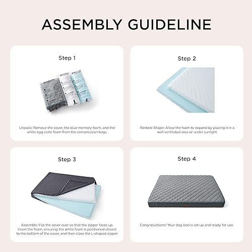 Miniatura 5 de Bedsure Cama ortopédica grande para perros grandes, camas para perros de espuma viscoelástica, cama para mascotas de 2 capas gruesas con funda