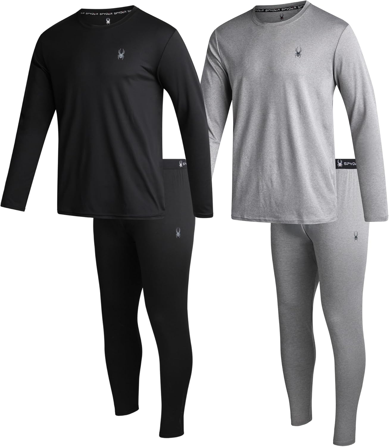 Spyder Men’s Thermal Underwear Set – 4 Piece Brushed Back Fleece Lined Long Johns Base Layer Set for Men (Sizes: S-XL)