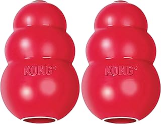 KONG Classic Stuffable Dog Toy - Fetch & Chew Toy for Dogs - Treat-Filling Capabilities & Erratic Bounce for Extended Play Time - Durable Natural Rubber Material - for Large Dogs (Pack of 2)