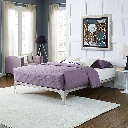 Miniatura 9 de Plataforma de metal para cama Modway Ollie. Tamaños twin, full, queen y king, Metal, Plateado