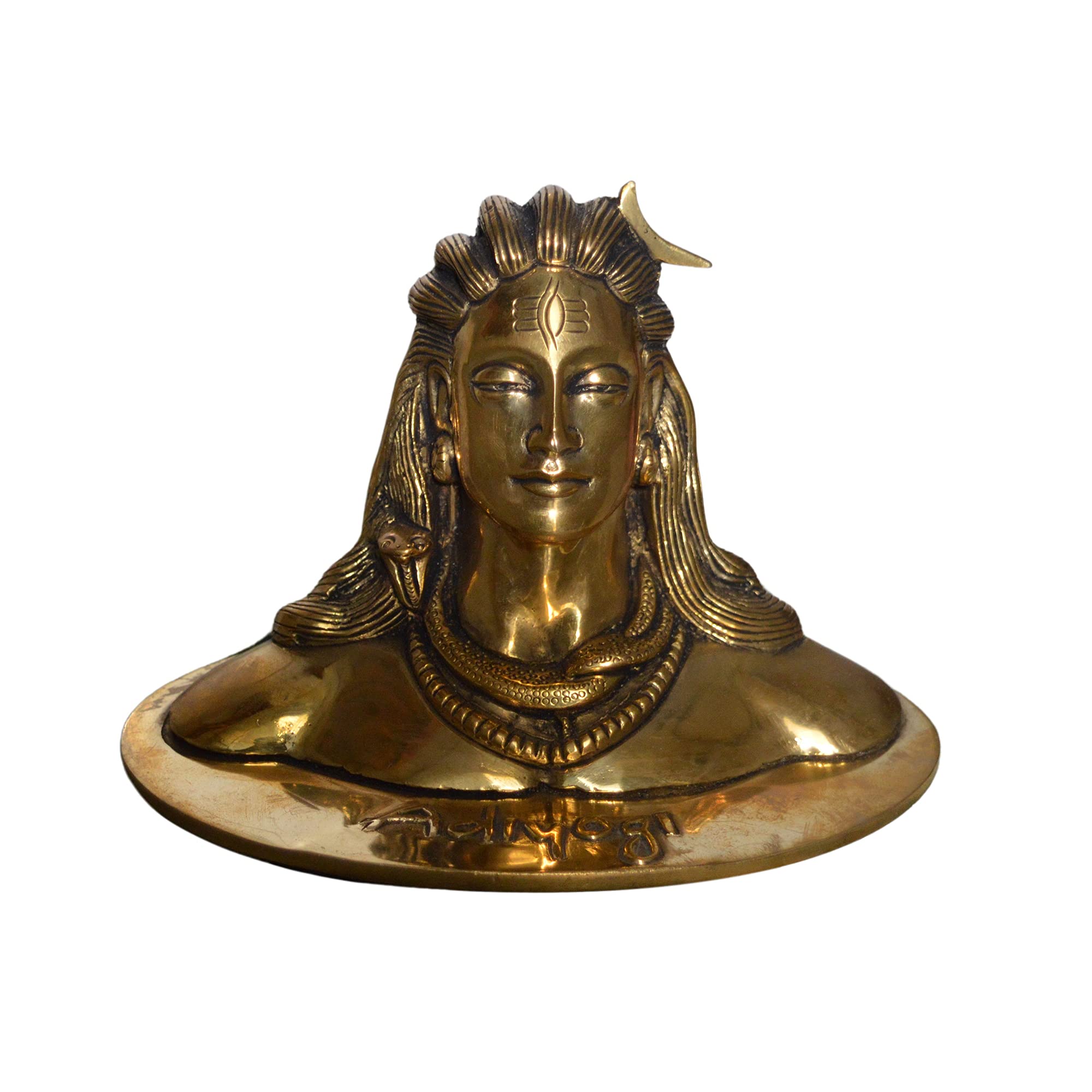 Bharat Haat Brass Shiv Shankar Adiyogi Idol Murti Statue Home Office Temple Mandir Pooja Puja Room - Indian Hindu God | Yellow – 6.3 x 4.2 x 4.5 Inch (L x W x H)
