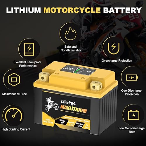 Miniatura 5 de YTX4L-BSYTX5L-BS - Batería de litio para motocicletas de 12 V, 2.5 Ah, 150 CA con BMS inteligente, YTZ5S-BSYTZ6-BS, compatible con bicicletas de