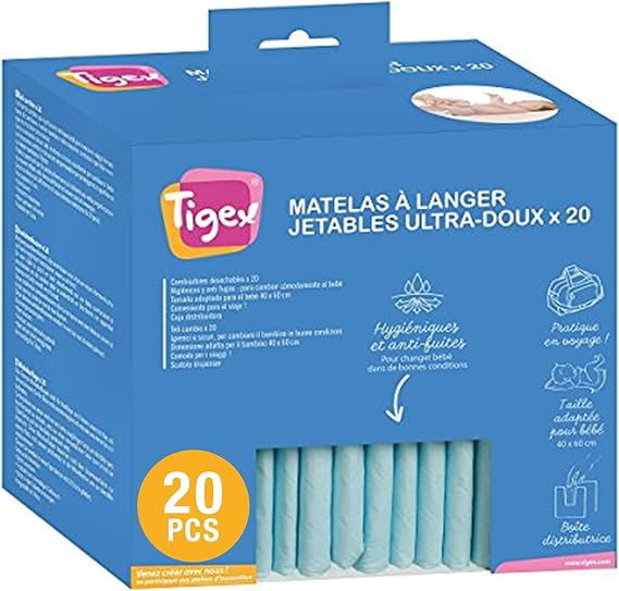 Tigex Tigex Protège-matelas jetables ultra-doux - Paquet de 20 alèses hygiéniques