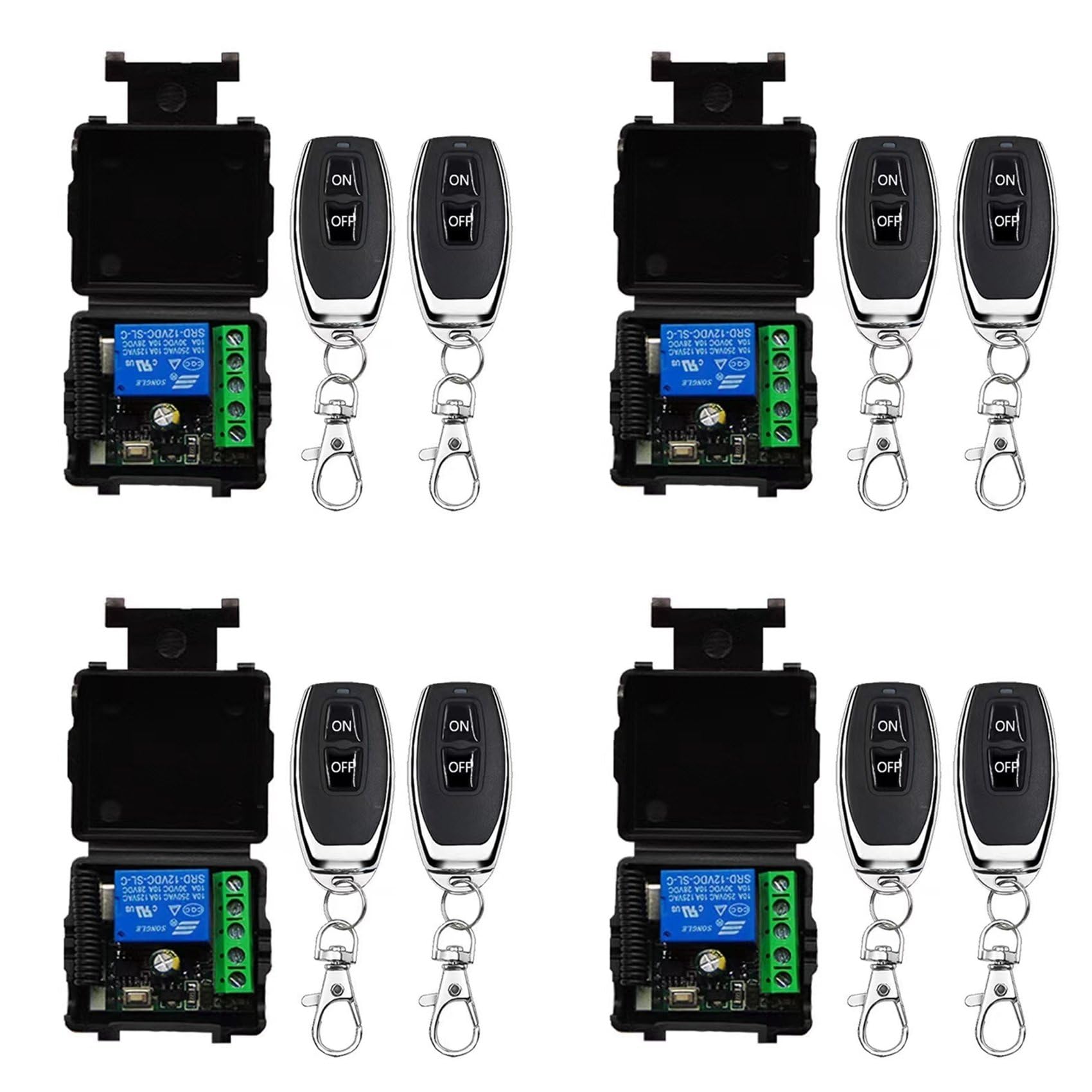 Jnchdghwa As Shown 4X 433Mhz Wireless Remote Control Switch Relay 12V Remote Control Switch For Garage Door Motor Light Control