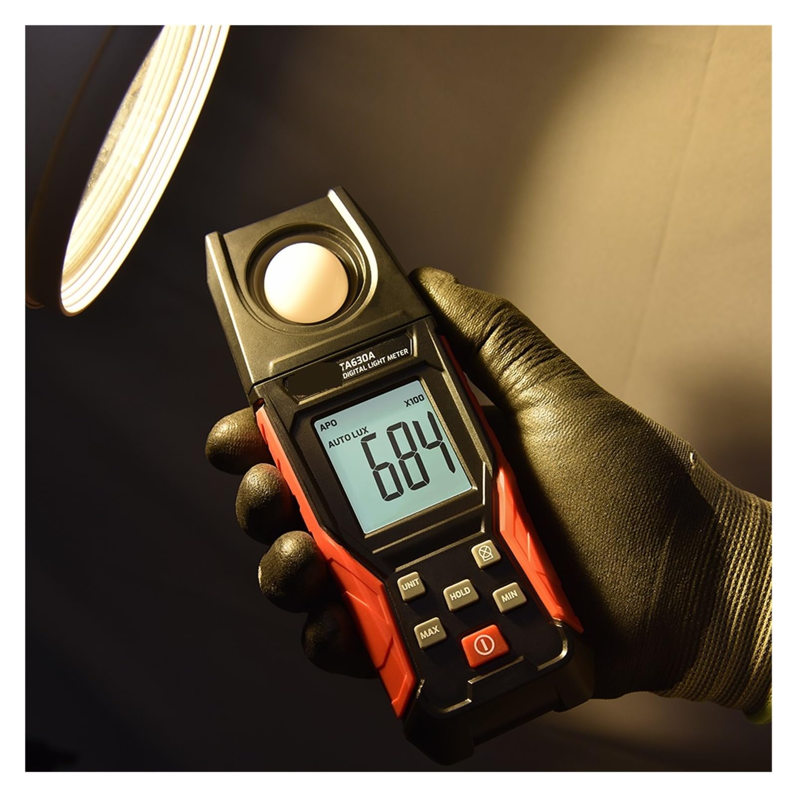 Medidor de luz Digital, medidor iluminancia Lux con función Registro, Rango medición 0~200000, probador Sensor Flexible para Interior y Exterior(630B)