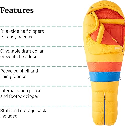 Miniatura 6 de Marmot Saco de dormir Never Summer 0 para hombre, relleno 650 para acampar y mochilero, largo