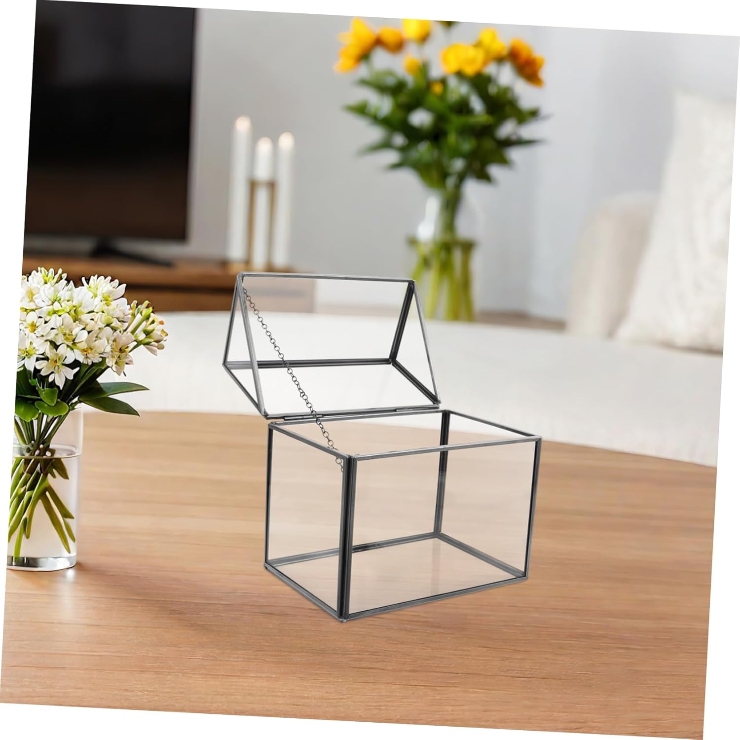 Alipis Geometric Glass Terrarium for Indoor Decor Creative House-Shaped Display for Air Plants Moss and Succulents Centerpiece for Home Office Wedding Decoration