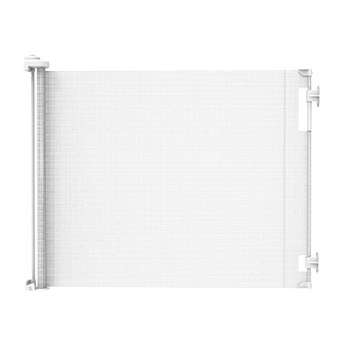 Miniatura 8 de Puerta retráctil Perma Child Safety para bebé, 33 pulgadas de alto x 71 pulgadas de ancho, malla, para escaleras, puertas, perros, mascotas, Negro