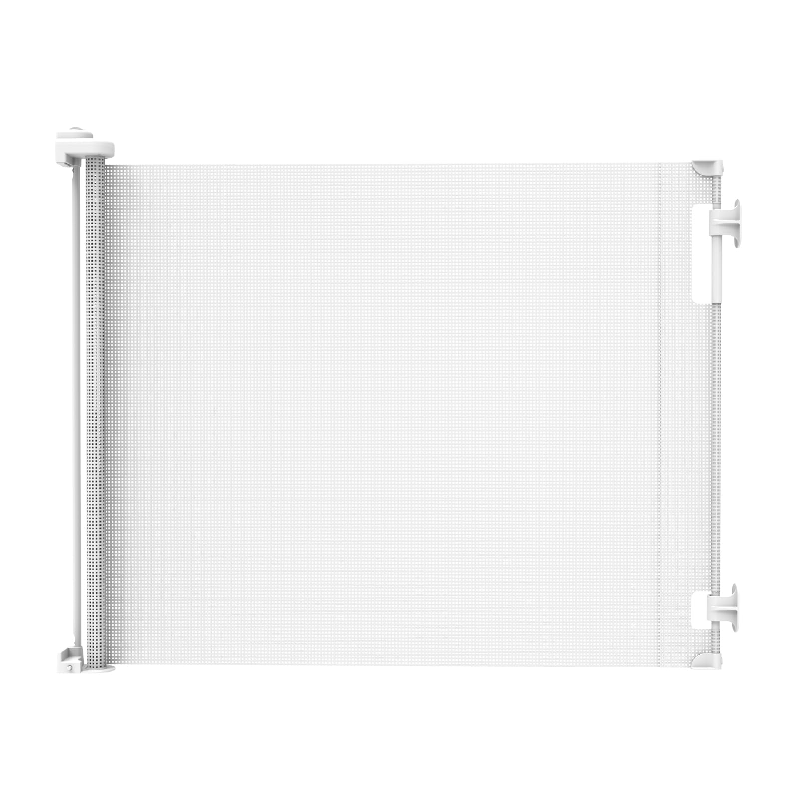 Perma Child Safety White Retractable Baby Gate Adjustable Safety Barrier For Doorways And Hallway Easy One Hand Operation Secure Lock System, 1.8 Meter