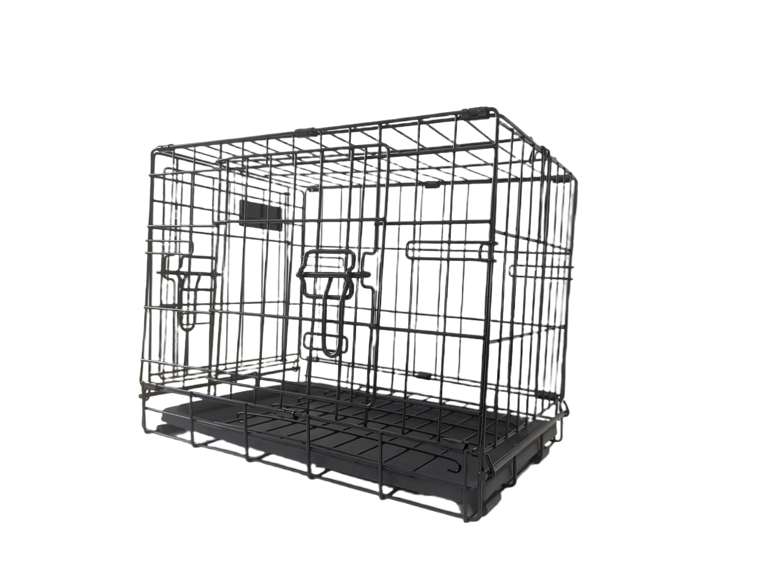 Cage de transport en fil métallique pour chien avec plateau inférieur en plastique (XXS) - Noir
