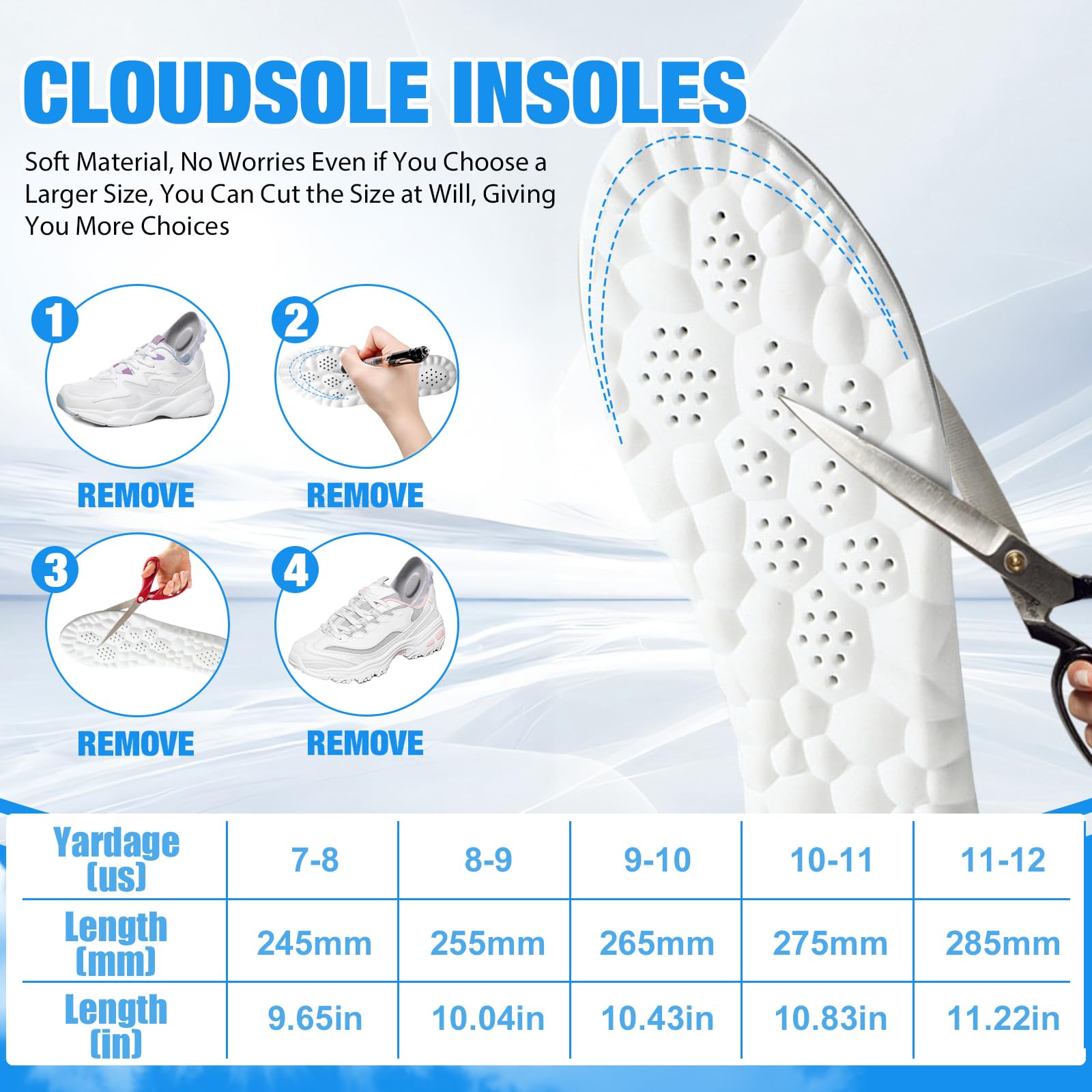 Solette 4D, soletta con tecnologia Cloud 4D, super morbide, ultra confortevoli, solette per scarpe sportive 4D, soletta massaggiante Acupoint per supporto per piedi e articolazioni (40-43, grigio)