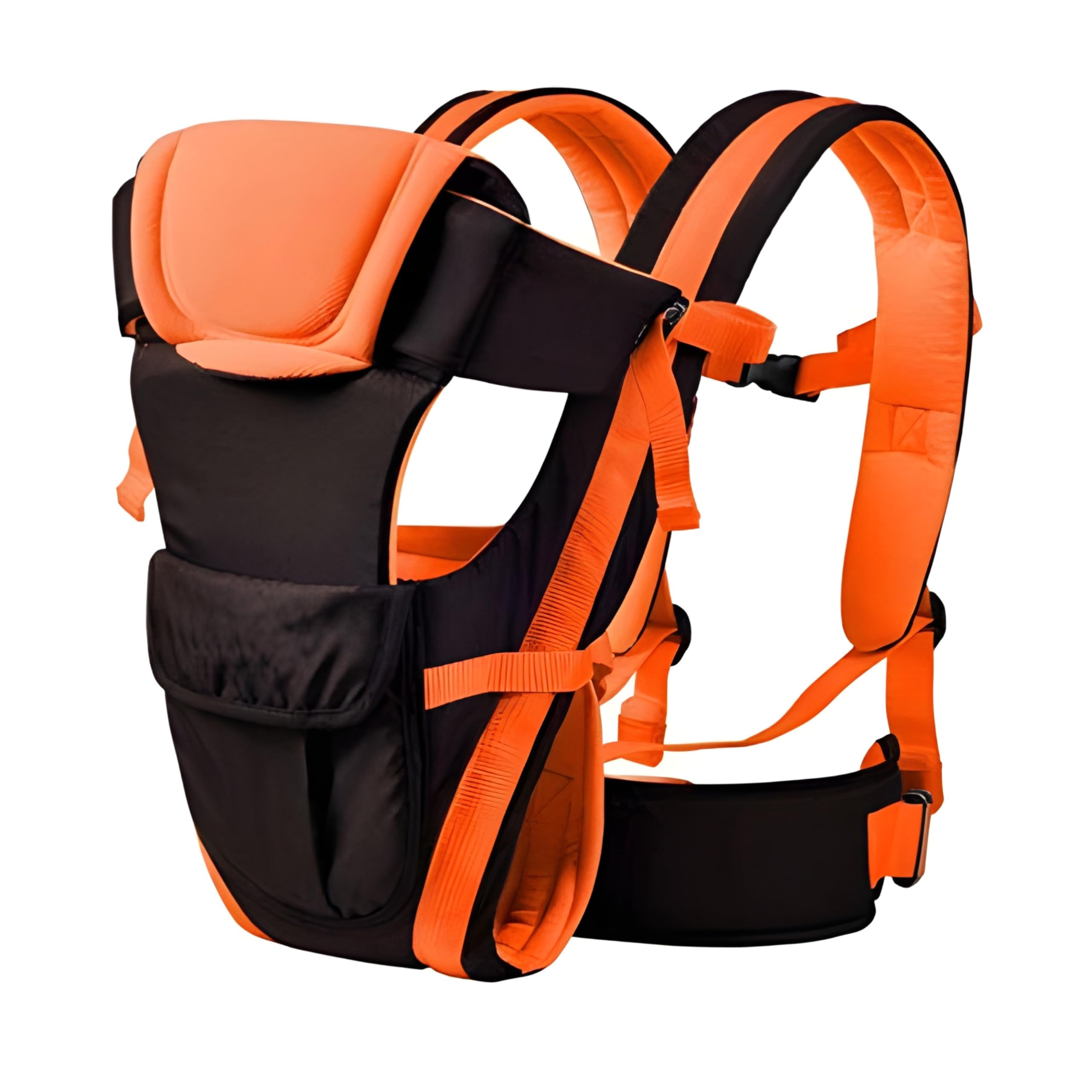 Bag/Adjustable Hands Free 4 in 1 Baby/Baby sefty Belt/Child Safety Strip/Baby Sling Carrier Bag/Baby Back Carrier Bag Front Carry Facing (Black & Orange)-image-25