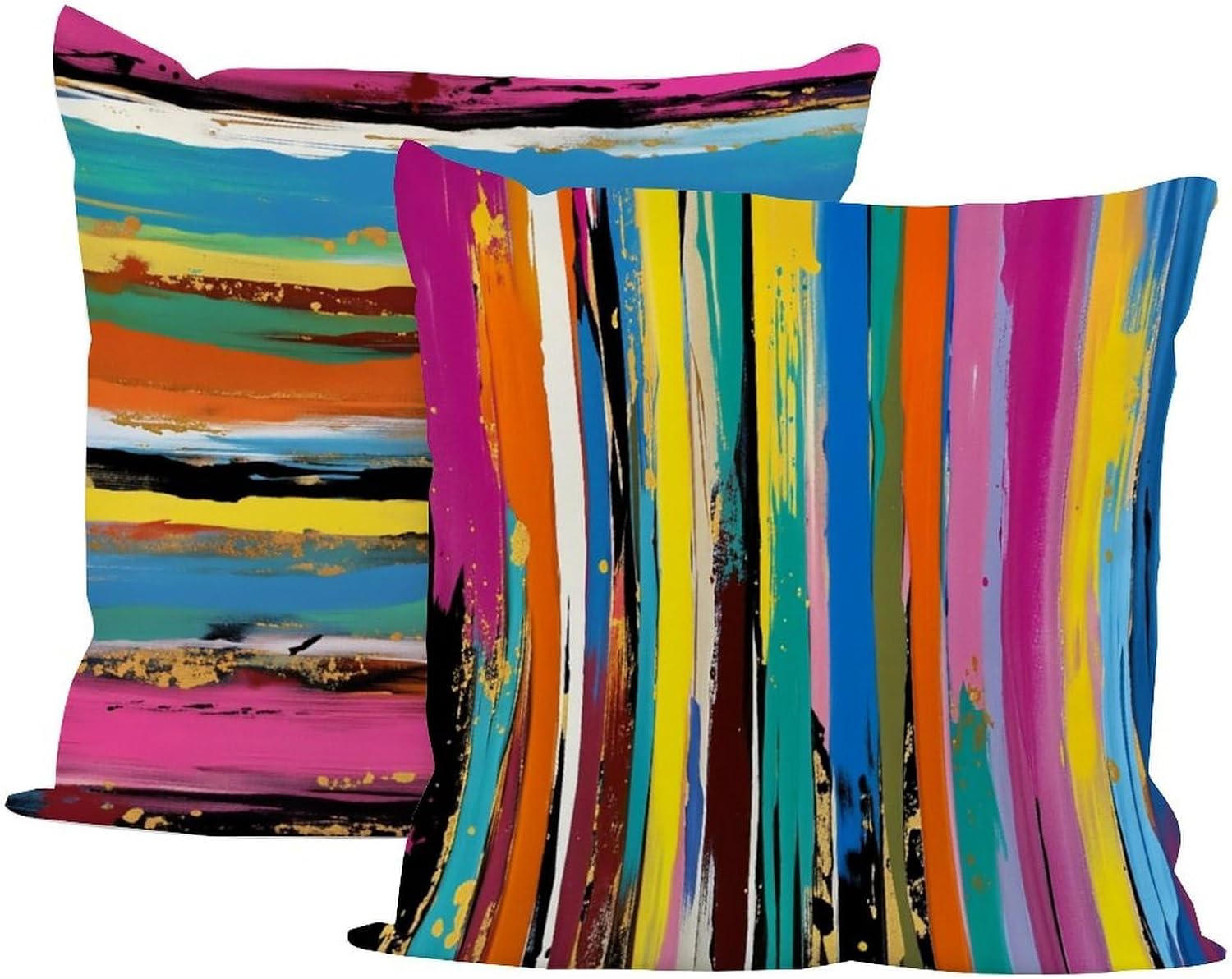 Set of 2 Outdoor Throw Pillow Covers Waterproof Linen Bedroom Modern Cushion Covers for Tent Sofa Tent with Multicolored Rainbow Pattern, Christams Housewarming Gifts for Mom Women