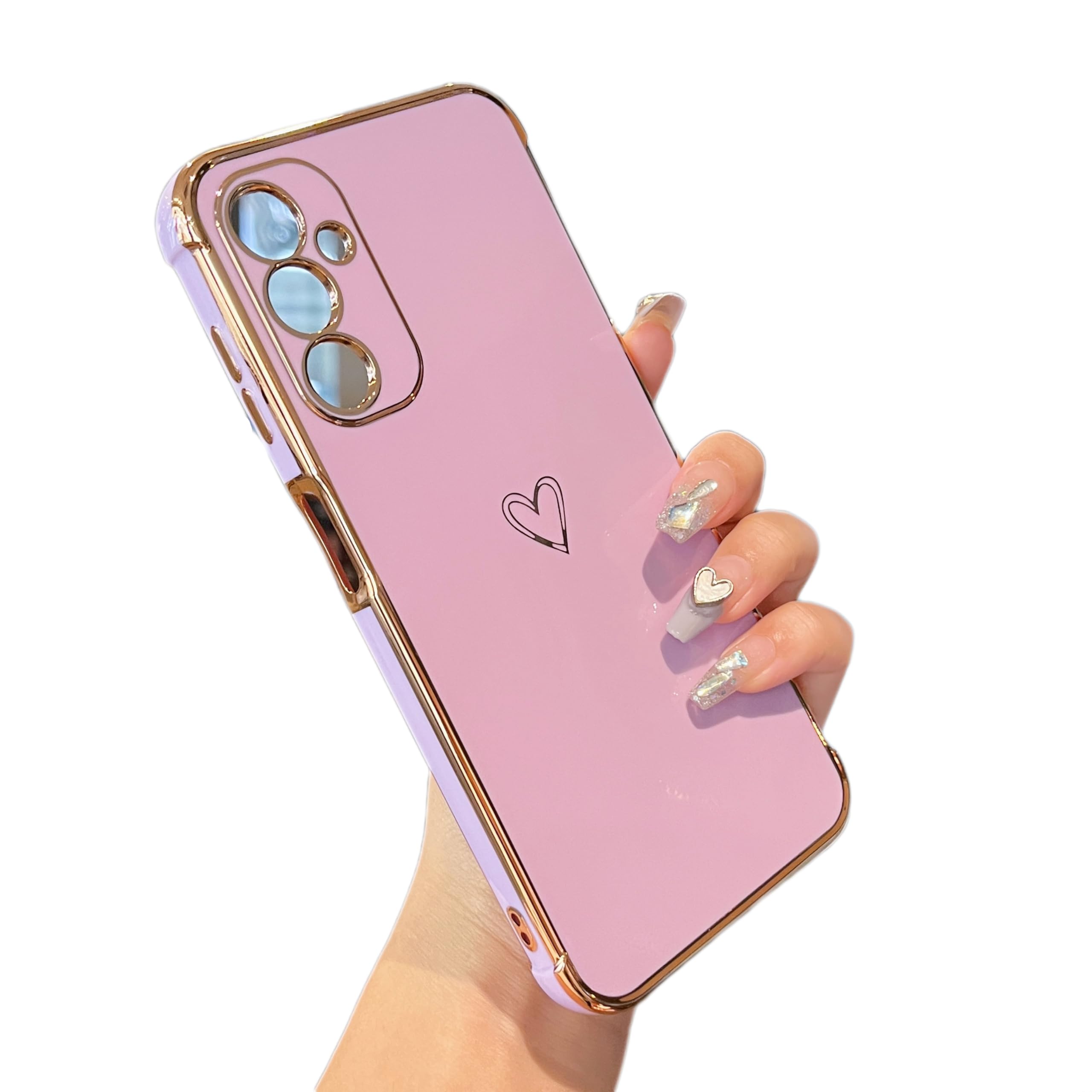ZTOFERA Designed for Samsung Galaxy A15 4G/5G Case,Cute Plating Edge Love Hearts Pattern with Camera Lens Protection Phone Case for Galaxy A15 6.5",