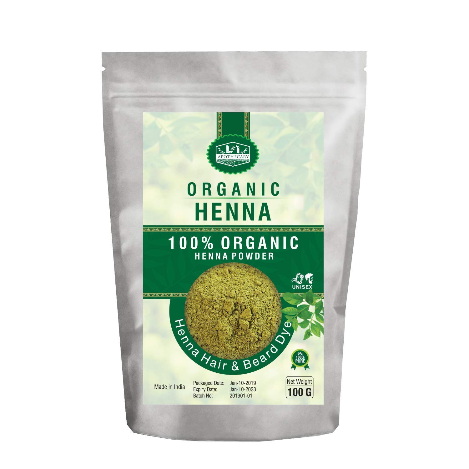 Organic PURE HENNA Hair Dye USDA Certified Organic Henna