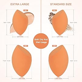 XL EXTRA LARGE Make Up Beauty Sponges Blender-Product contains: 1x Small(8cm) 1xExtra Large(11cm) and 2 Sponge Holder-for Face Body, Blush Cream, Liquid Foundation Powder Application, Ivory