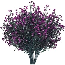 Artificial Plants Fake Bell Grass Plastic Plant Lifelike Faux Flowers Leaves Shrubs Greenery Decor for Indoor Outdoor Patio Yard Corridor Home Garden Balcony Party Pot Table Decoration Fuchsia 4 Pack