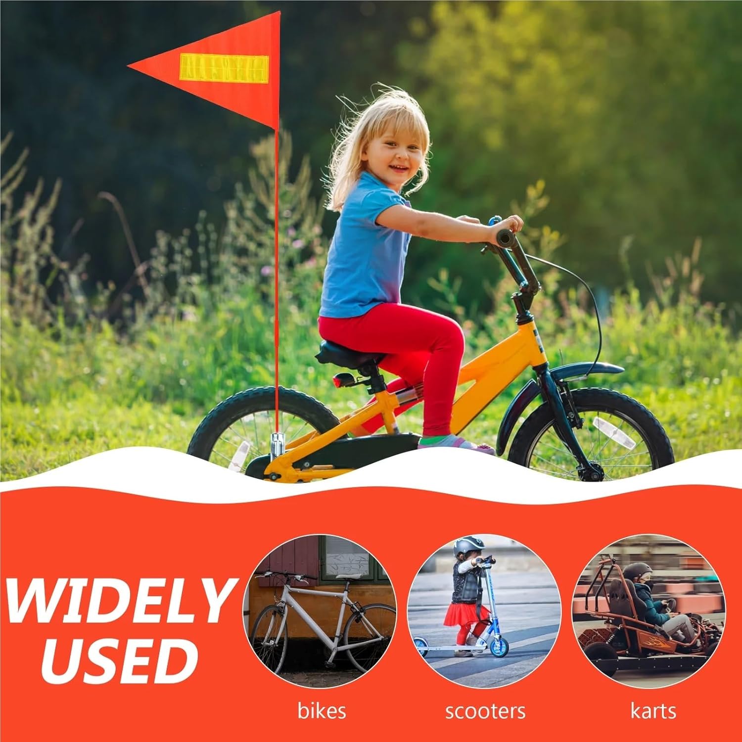 Durable 20/50pcs Reflective Warning Flags PVC Tear Resistant Waterproof Bike Safety Portable Cycling Flag for Elderly(20PCS)