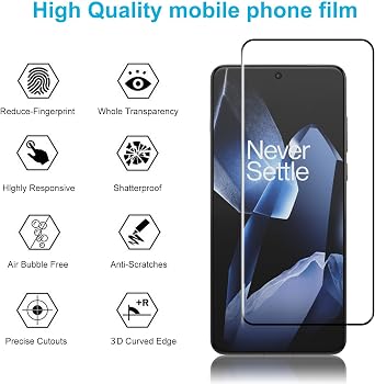 Didisky Oneplus 13用スクリーンプロテクター 13r、13t、13Pro用ではありません、3枚パックの強化ガラスフィルム、2パックのレンズプロテクター付き、傷防止、気泡ゼロ、取り付け簡単、3Dカーブフルカバー、硬度9H。