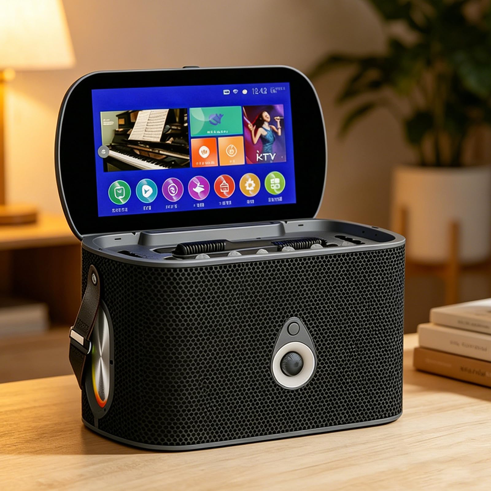 Macchina Karaoke per Adulti con Schermo di Visualizzazione dei Testi, 2 Microfoni, Sintonizzazione Automatica ed EQ, Altoparlante da 60-600 W, Connessione TV,Sistema Karaoke Portatile per Casa e Feste