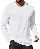 Mens UPF 50+ Hoodie Shirts Long Sleeve Rash Guard Sun Protection Fishing Shirts Lightweight Quick Dry Hoodies