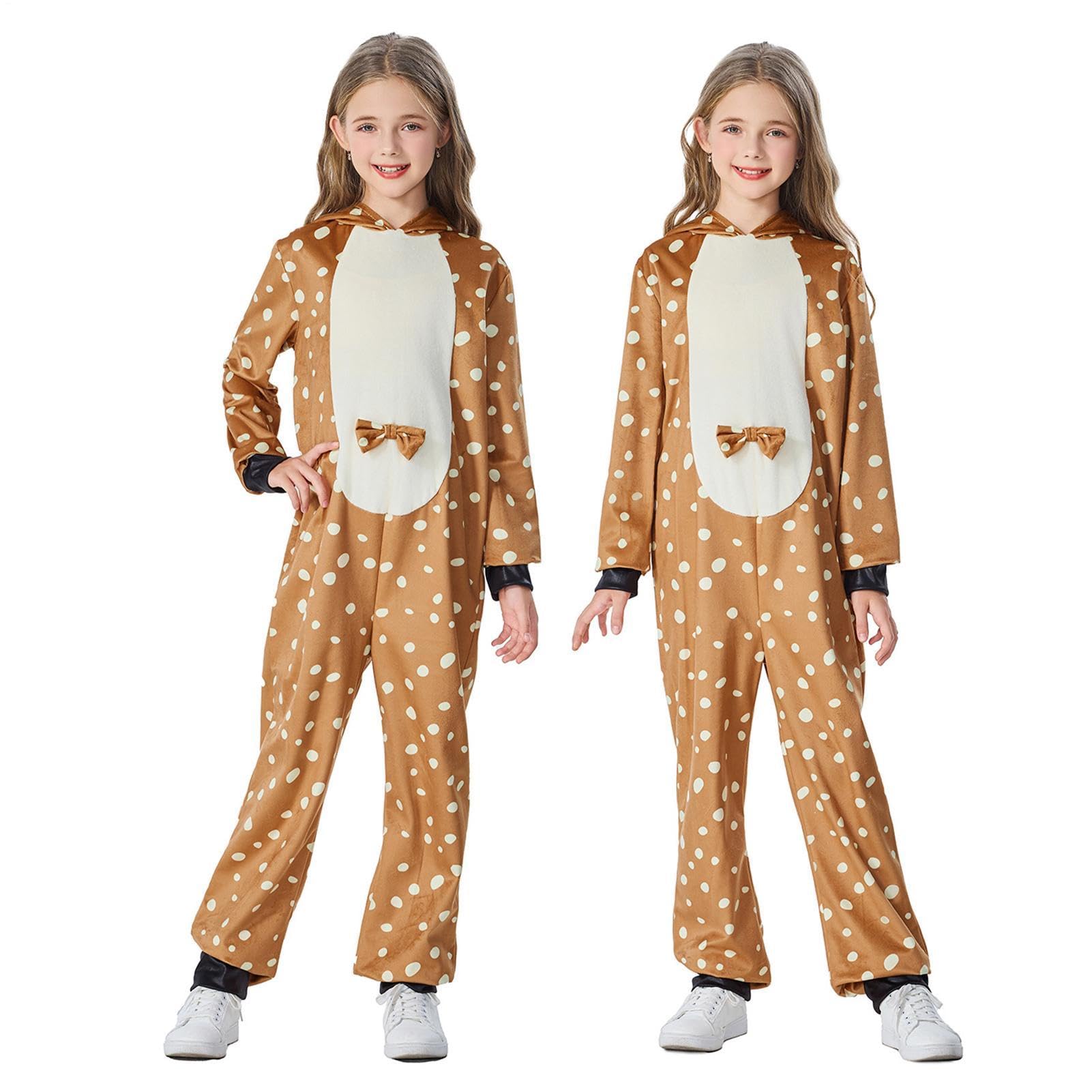 Costume da renna per bambini, con cappuccio, per cosplay, Natale