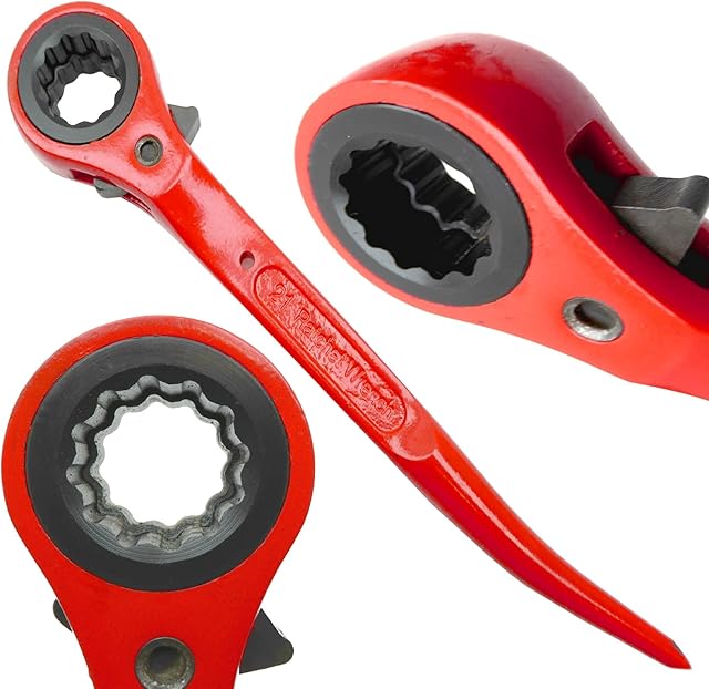 Flat Scaffold Spanner/ Ratchet Podger Spanner/ Steel Erect Spanner Short Tail 21mm Orange Powder Coating Finish