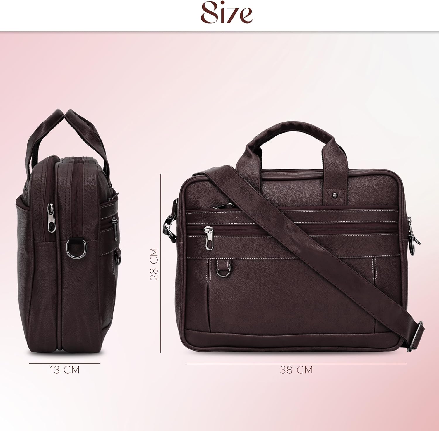 Leather Messenger Bag, Crossbody Satchel for Men & Women, Small Work Briefcase, Laptop Bag