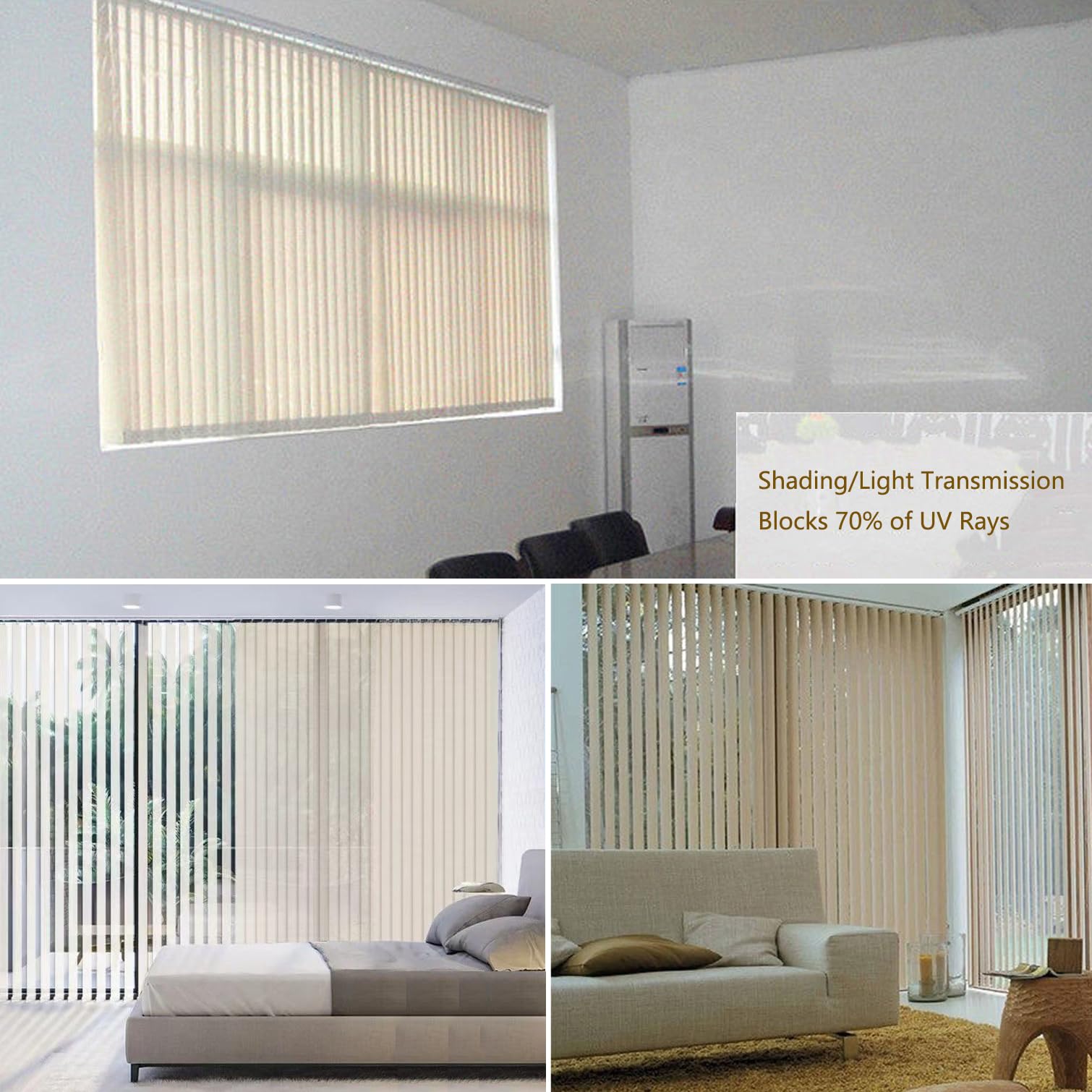 Tenda veneziana per porte scorrevoli e patio, filtraggio della luce e oscurante, tessuto isolante termico, perfetto divisorio, dimensioni 135 cm x 250 cm