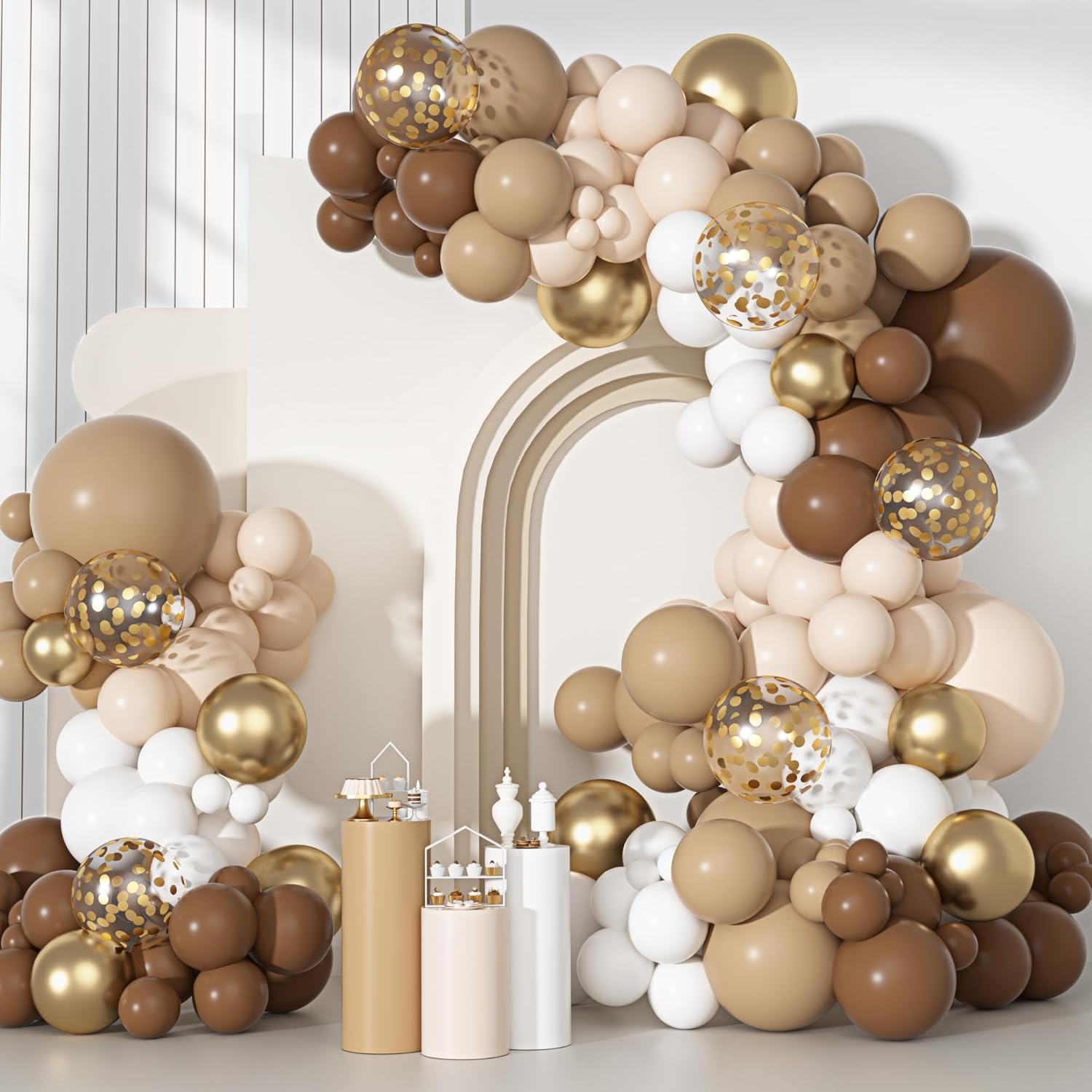 Ouddy Party Dusty Blue Balloons Arch Garland Kit, Different Sizes 18 12 10 5 Inch Dusty Blue Sand White Baby Blue Latex Metallic Confetti Balloon for Baby Boy Shower Wedding Birthday Party Decorations